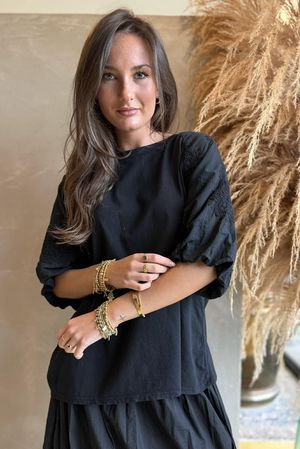 Atik Bubble Sleeve Top Black /17=